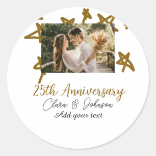 Sticker Rond Mariage Anniversaire ajouter nom année image or ét