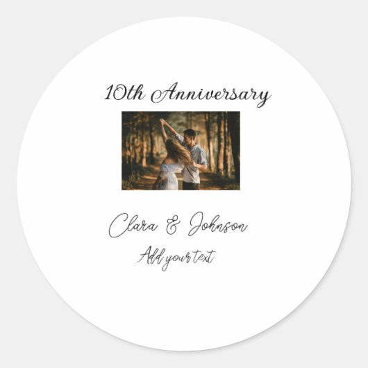 Sticker Rond Mariage Anniversaire ajouter nom année image texte (Devant)