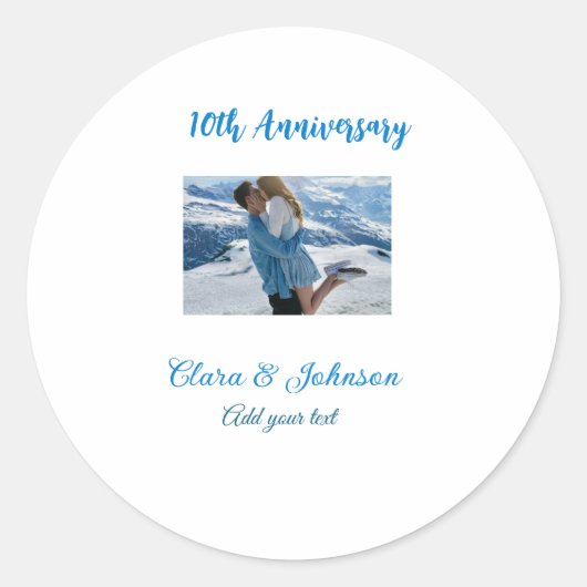 Sticker Rond Mariage Anniversaire ajouter nom année image texte (Devant)
