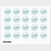 Sticker Rond Mariage Aqua Deux Cœurs Entrelacés (Feuille)