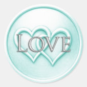 Sticker Rond Mariage Aqua Deux Cœurs Entrelacés (Devant)