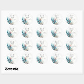 Sticker Rond Mariage Aquarelle Corail Splash Océanique (Feuille)