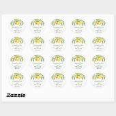 Sticker Rond Mariage Aquarelle Élégant Citrons Verdure (Feuille)
