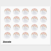 Sticker Rond Mariage Aquarelle Floral Merci Rose Élégant (Feuille)