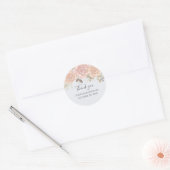 Sticker Rond Mariage Aquarelle Floral Merci Rose Élégant (Enveloppe)