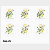 Sticker Rond Mariage aquarelle florale au citron (Feuille)