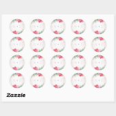 Sticker Rond Mariage aquarelle florale verdure rose blush (Feuille)