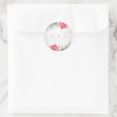 Sticker Rond Mariage aquarelle florale verdure rose blush (Sac)