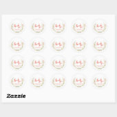 Sticker Rond Mariage aquarelle hiver vert rouge merci (Feuille)