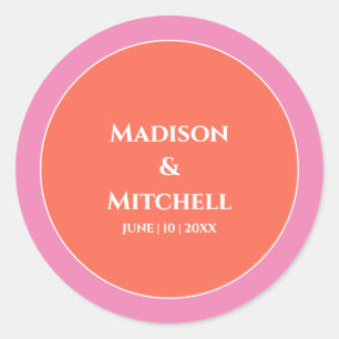 Sticker Rond Mariage aquarelle jardin lever de soleil rose oran