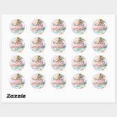 Sticker Rond Mariage aquarelle palmiers plage (Feuille)