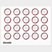 Sticker Rond Mariage aquarelle verdure or Bourgogne (Feuille)