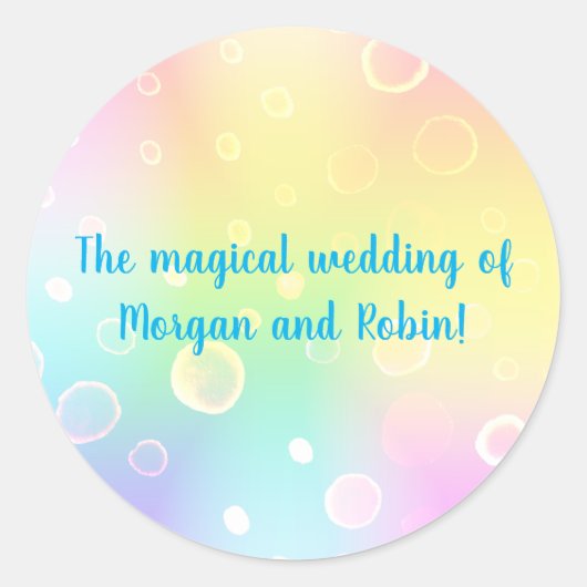Sticker Rond Mariage arc-en-ciel magique (Devant)