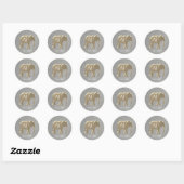 Sticker Rond Mariage argent et or Favoriser (Feuille)