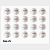 Sticker Rond Mariage argent rose noms or Love is Sweet (Feuille)