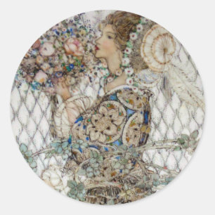 Sticker Rond Mariage Art Nouveau Vintage