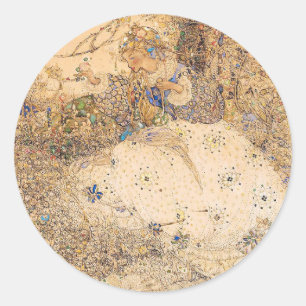 Sticker Rond Mariage Art Nouveau Vintage Coeur