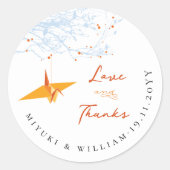Sticker Rond Mariage asiatique de grue orange Origami (Devant)