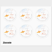 Sticker Rond Mariage asiatique de grue orange Origami (Feuille)