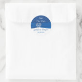 Sticker Rond Mariage au bleu royal et cœur blanc d'amour (Sac)