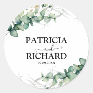 Sticker Rond Mariage au Eucalyptus Verdoyant