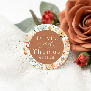 Sticker Rond Mariage Automnal Élégant Floral Fantaisiste Terrie