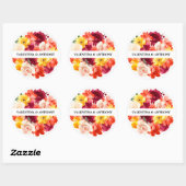 Sticker Rond Mariage automnal floral rose bordeaux orange (Feuille)