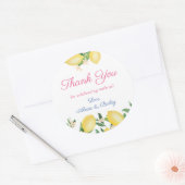 Sticker Rond Mariage aux citrons aquarelle Favoriser le Merci (Enveloppe)
