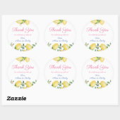 Sticker Rond Mariage aux citrons aquarelle Favoriser le Merci (Feuille)