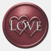 Sticker Rond Mariage aux Deux Cœurs Entrelacés Bourgogne (Devant)