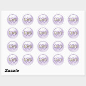 Sticker Rond Mariage aux deux cœurs entrelacés de lavande (Feuille)