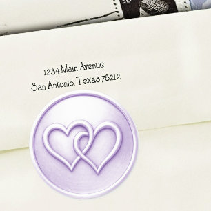 Sticker Rond Mariage aux deux cœurs entrelacés de lavande