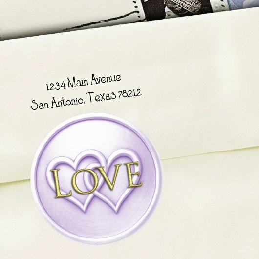 Sticker Rond Mariage aux deux cœurs entrelacés de lavande