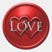 Sticker Rond Mariage aux Deux Cœurs Entrelacés Rouge (Devant)