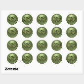 Sticker Rond Mariage aux deux coeurs entrelacés verts (Feuille)