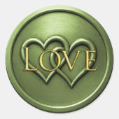 Sticker Rond Mariage aux deux coeurs entrelacés verts (Devant)