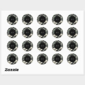 Sticker Rond Mariage aux fleurs blanches et verdure (Feuille)