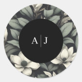 Sticker Rond Mariage aux fleurs blanches et verdure (Devant)