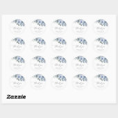 Sticker Rond mariage aux fleurs bleues poussiéreuses (Feuille)