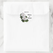 Sticker Rond Mariage aux fleurs de Magnolia Enregistrer la date (Sac)