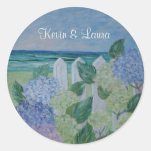 Sticker Rond Mariage aux Hortensias par la Plage