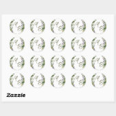 Sticker Rond Mariage aux Initiales de la Forêt Rustique de la C (Feuille)