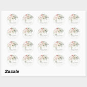 Sticker Rond Mariage aux pivoines roses et au feuillage d'eucal (Feuille)