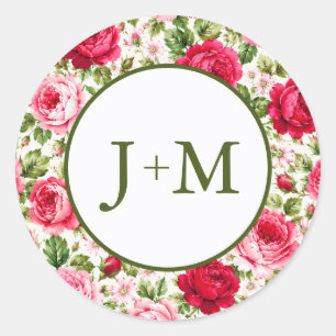 Sticker Rond Mariage aux Roses
