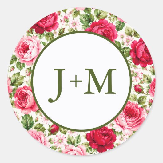 Sticker Rond Mariage aux Roses (Devant)