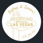 Sticker Rond Mariage aux signes Gold Las Vegas<br><div class="desc">Customisez la couleur et les polices ainsi que la couleur du graphique. Illustration du vecteur par Becky Nimoy</div>