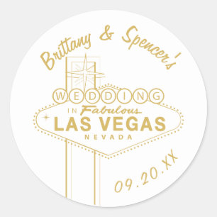 Sticker Rond Mariage aux signes Gold Las Vegas
