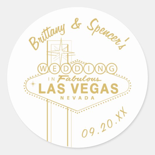Sticker Rond Mariage aux signes Gold Las Vegas (Devant)