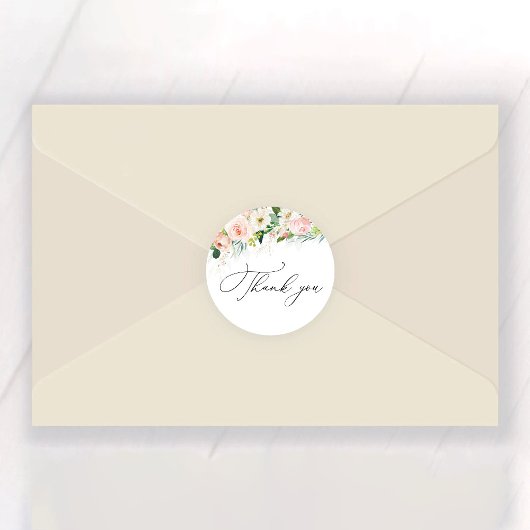 Sticker Rond Mariage avec des Roses Roses Éthérées en Rose