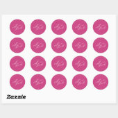 Sticker Rond Mariage Avec Nos Merci Wht/Fuchsia ID954 (Feuille)